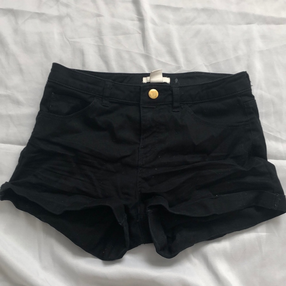 black jean shorts